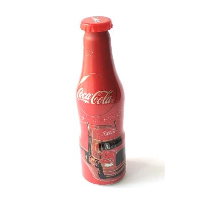 Coca Cola kamyon resimli, alüminyum minyatür şişe / 2015 - 8 cm.