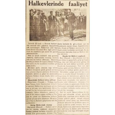 Halkevlerinde faaliyet 1940 - Siverek, Diyarıbekir, Antep / Dergi, gazete reklamı - Efemera