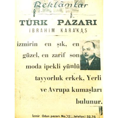 Türk Pazarı İbrahim KARAKAŞ İZMİR / Dergi, gazete reklamı - Efemera