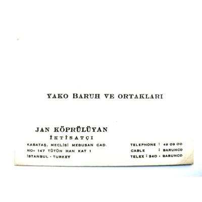 Yako BARUH ve Ortakları / Jan KÖPRÜLÜYAN  / Kartadres - Efemera