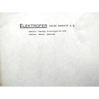 Elektrofer Çelik sanayii Gebze / Antetli kağıt - Efemera