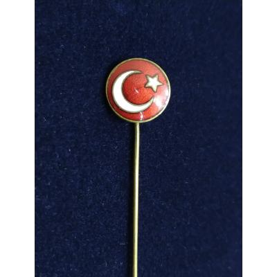 Türk Bayrağı - Yuvarlak mineli rozet - 