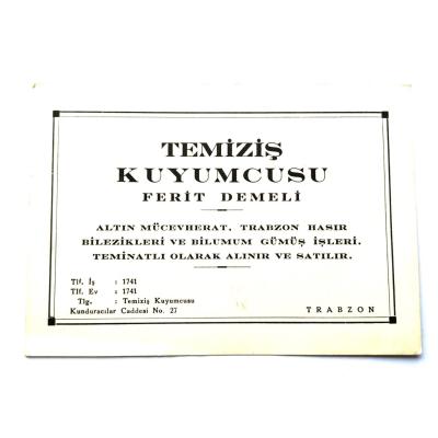 Temiziş Kuyumcusu Trabzon / Kartadres - Efemera