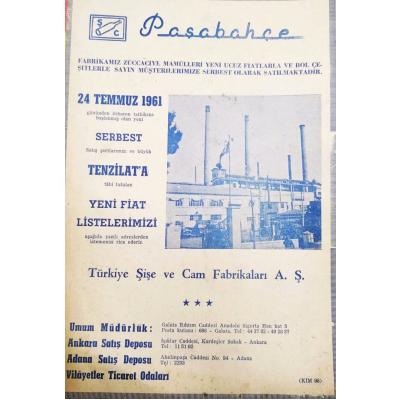 Paşabahçe Fabrikası - 24 Temmuz 1961 / Dergi, gazete reklamı - Efemera