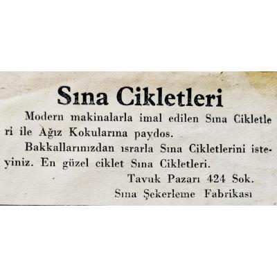 Sına cikletleri DENİZLİ 5x10  cm. / Dergi, gazete reklamı - Efemera