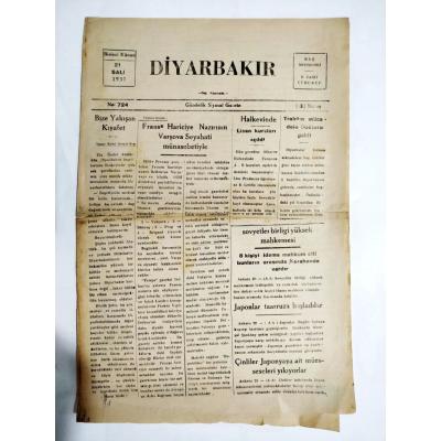 Halkevinde Lisan kursları açıldı - 21 Salı 1937 tarihli Diyarbakır gazetesi  / Gazete