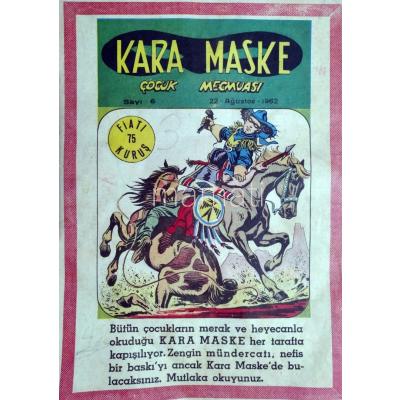 Kara Maske Çocuk mecmuası 1962 - Dergi ve Gazete reklamları