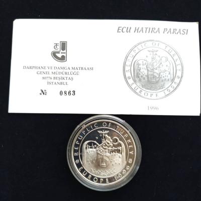 ECU Republic Of Turkey / Europe 1996 - Sertifikalı Gümüş Hatıra Para
