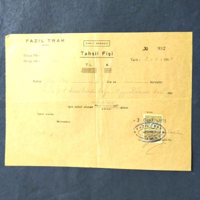 Fazıl TRAK - Tahsil fişi 1955 / Fatura