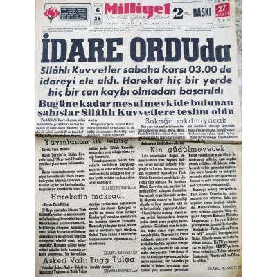  27 Mayıs 1960 Tarihli Milliyet Gazetesi 2. baskı - Eski Gazete