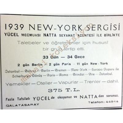 1939 New York sergisi Yücel mecmuası Natta seyahat - Dergiden çıkma reklam - Efemera