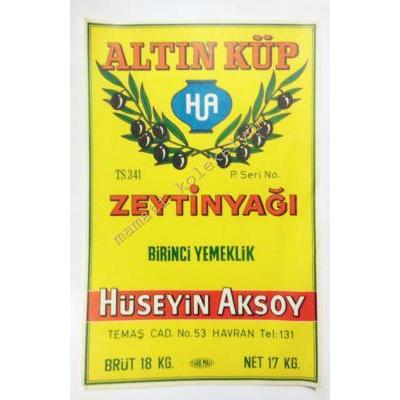Altın Küp Zeytinyağı,  Havran - Teneke etiketi Zeytin ve Zeytinyağı efemeraları - Efemera