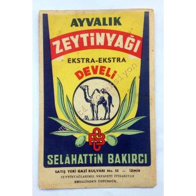 Ayvalık Zeytinyağı, İzmir - Teneke etiketi Zeytin ve Zeytinyağı efemeraları - Efemera