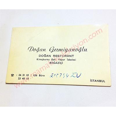 Doğan Restorant Kireçburnu - Kartvizit  