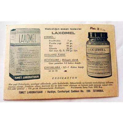Laxomel - İsmet laboratuarı - Kurutma kağıdı Tıp Eczacılık efemeraları - Efemera
