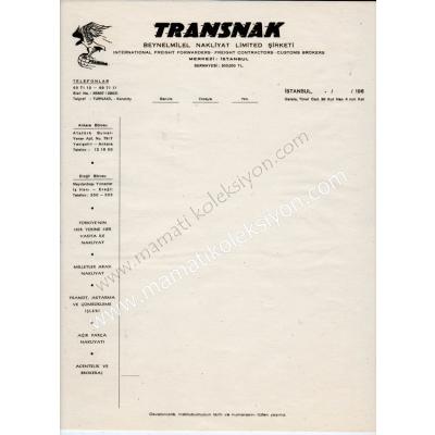 Transnak Beynelmilel Nakliyat Limited şirketi  Antetli kağıt - Efemera