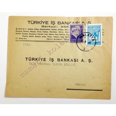 Türkiye İş Bankası - Antetli zarf.Malatya kaşeli - Efemera