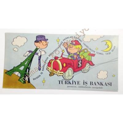 Türkiye İş Bankası - Karikatürlü kartpostal - Efemera