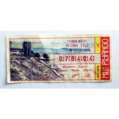 29 Ocak 1978 Yarım bilet - Milli Piyango Bileti - Efemera