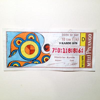 9 Kasım 1976 Dörtte bir bilet  - Milli Piyango - Efemera
