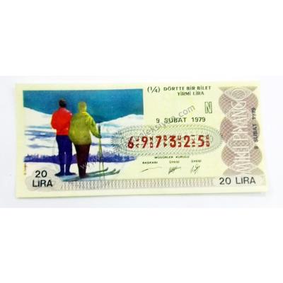 9 Şubat 1979 Dörtte bir bilet - Milli Piyango bileti - Efemera