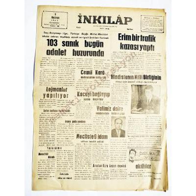 Afyon İnkılap gazetesi - 8 Haziran 1963 - Efemera