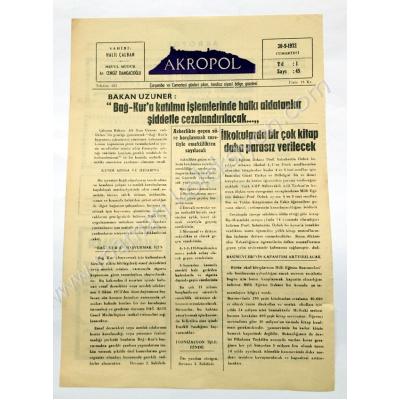 Akropol gazetesi, 30.9.1972, Sayı:45 Bergama - Efemera