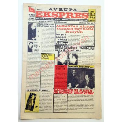 Avrupa Ekspres gazetesi, 26 Şubat 1972 - Efemera