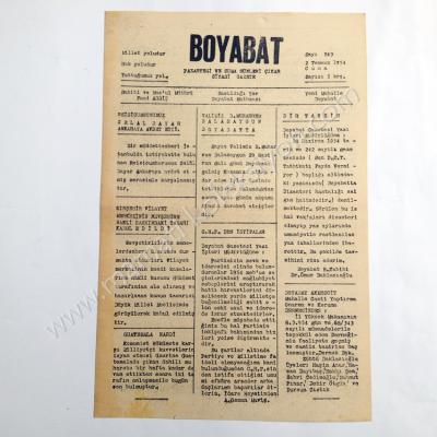 Boyabat gazetesi, 2 Temmuz 1954 Sinop 