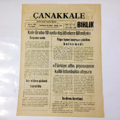 Çanakkale Birlik gazetesi, 3 Kasım 1982 Çanakkale - Efemera