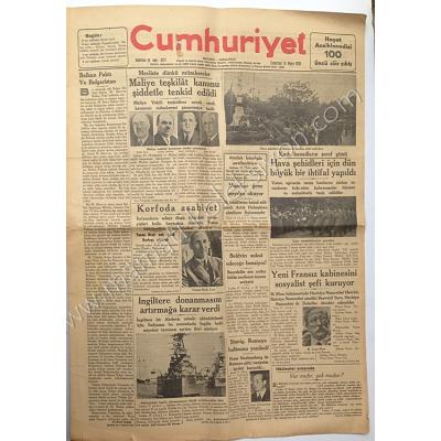Cumhuriyet gazetesi, 16.5.1936 Hava şehitleri, Bütün ölçüler kontrol ediliyor - Efemera