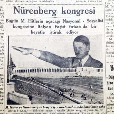 Cumhuriyet gazetesi, 9 Eylül 1936 - Hitler haberli - Efemera