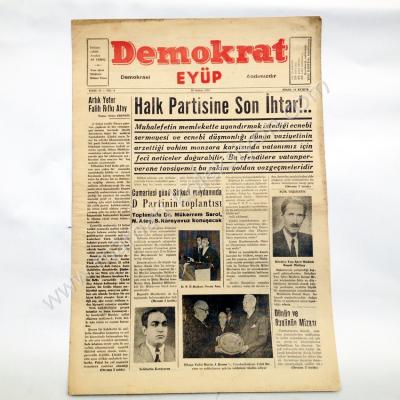 Demokrat Eyüp gazetesi, 19 Şubat 1954 İstanbul, Eyüp - Efemera
