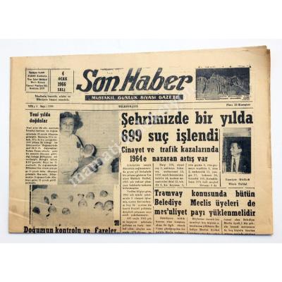 DENİZLİ, Son Haber  gazetesi, 4 Ocak 1966 - Efemera