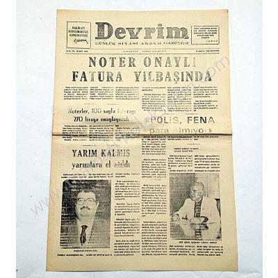 Devrim Günlük siyasi akşam gazetesi, 13 Aralık 1984 Çorlu, Turgut SUNALP, Turgut ÖZAL - Efemera