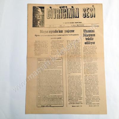 Divriğinin Sesi Gazetesi, 19 Mayıs 1986 Sivas, Divriği - Efemera