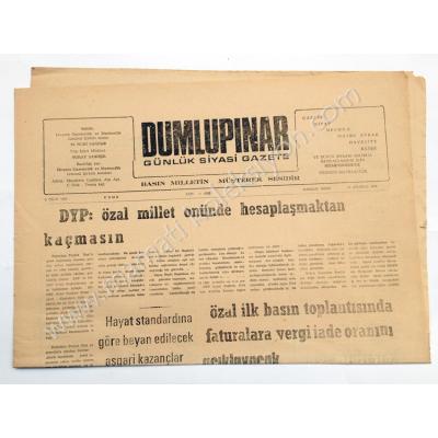 Dumlupınar günlük siyasi gazete, 10 Ağustos 1970 Kütahya - Efemera