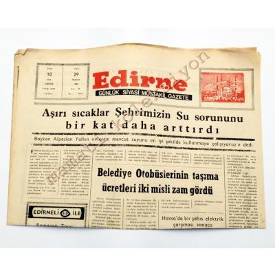 Edirne gazetesi, 29 Haziran 1982 - Efemera