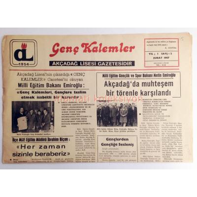 Genç Kalemler gazetesi, Sayı:2 - Şubat 1987 Akçadağ lisesi gazetesi - Efemera