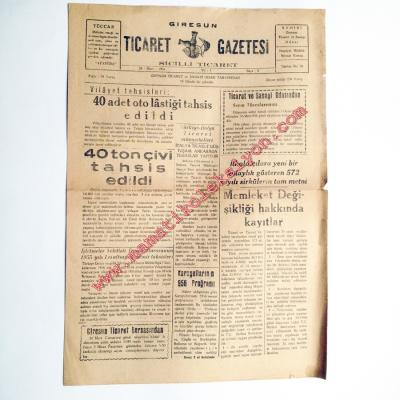 Giresun Ticaret Gazetesi, 26 Mart 1956 - Efemera