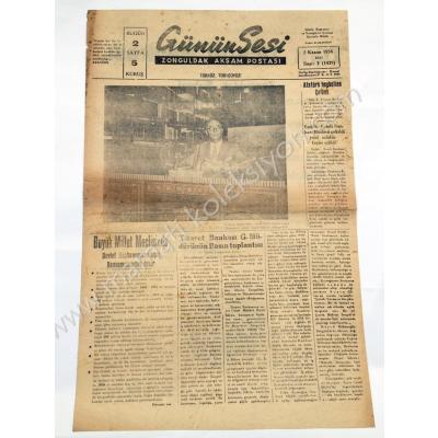 Günün Sesi gazetesi, 2 Kasım 1954, Sayı:3 Balıkesir, Karesi - Efemera