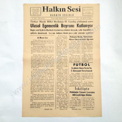 Halkın Sesi gazetesi, 22 Nisan 1961 Çorum, 23 Nisan gazeteleri - Efemera