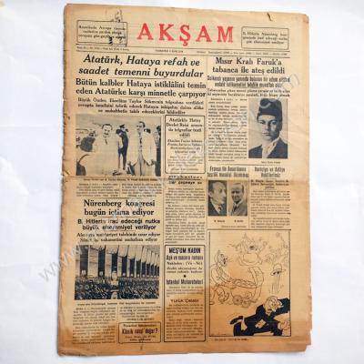 Hatay meselesi, Akşam gazetesi, 5 Eylül 1938 - Efemera