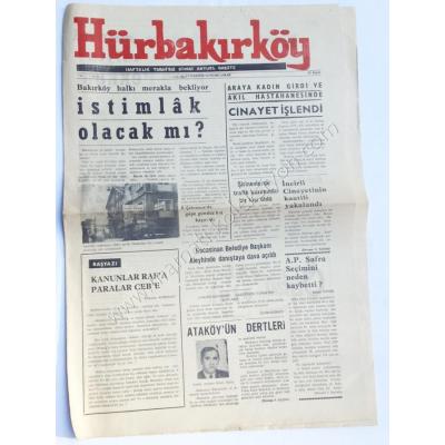 Hürbakırköy gazetesi, 19 aralık 1970 - Sayı:7 Bakırköy efemeraları - Efemera