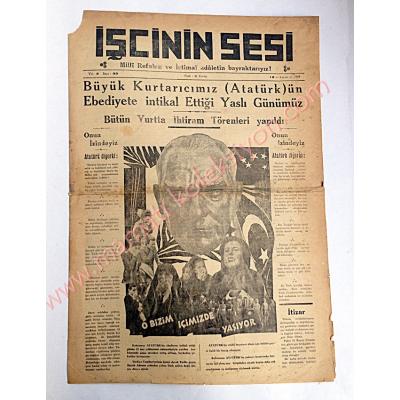 İşçinin Sesi gazetesi, 12 Kasım 1949 10 Kasım gazeteleri Haliyle - Efemera