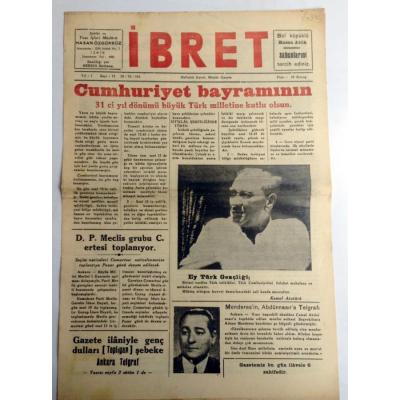 İzmir, İbret gazetesi, 28 Ekim 1954 Cumhuriyet bayramı, 29 Ekim - Efemera
