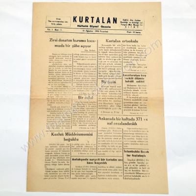 Kurtalan haftalık siyasi gazete, 16 Ağustos 1954, Sayı:3 Siirt - Efemera