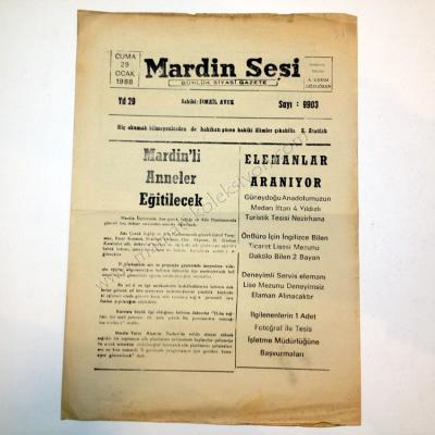 Mardin Sesi gazetesi - 29 Ocak 1988 - Efemera