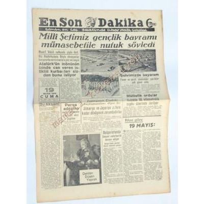 Milli şefimiz gençlik bayramı... En Son Dakika gazetesi - 19 Mayıs 1944 19 Mayıs - Efemera