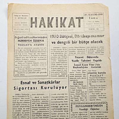 Osmaniye Hakikat gazetesi, 28 Kasım 1969 - Efemera